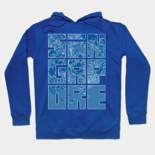 Singapore City Map Typography - Blueprint Hoodie